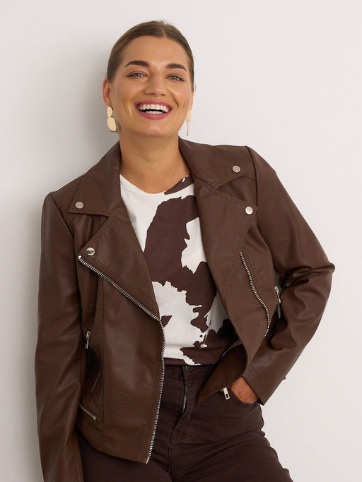 Bonnie brown Faux Leather Jacket