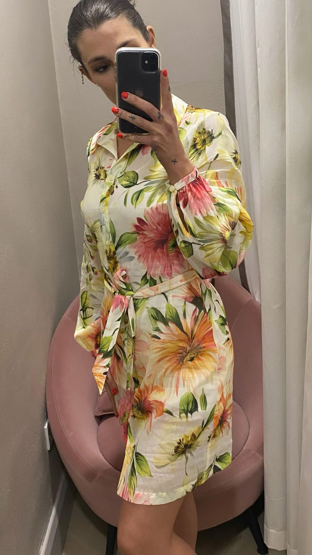 Guess peony floral shirt dress W5GK65WH6C0