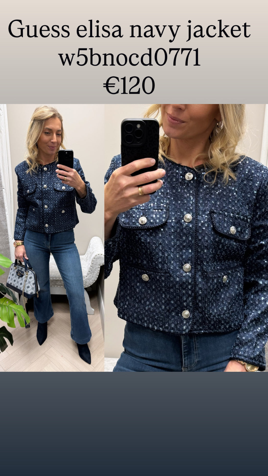 Guess elisa navy jacket w5bnocd0771