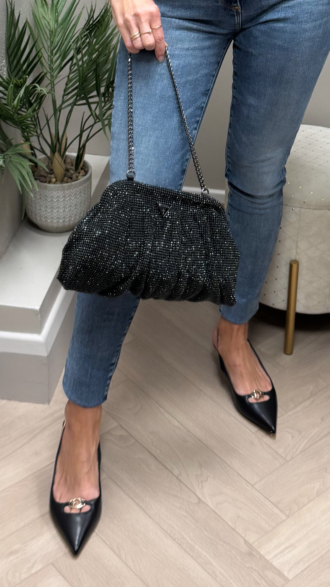 Guess black zalina clutch bag