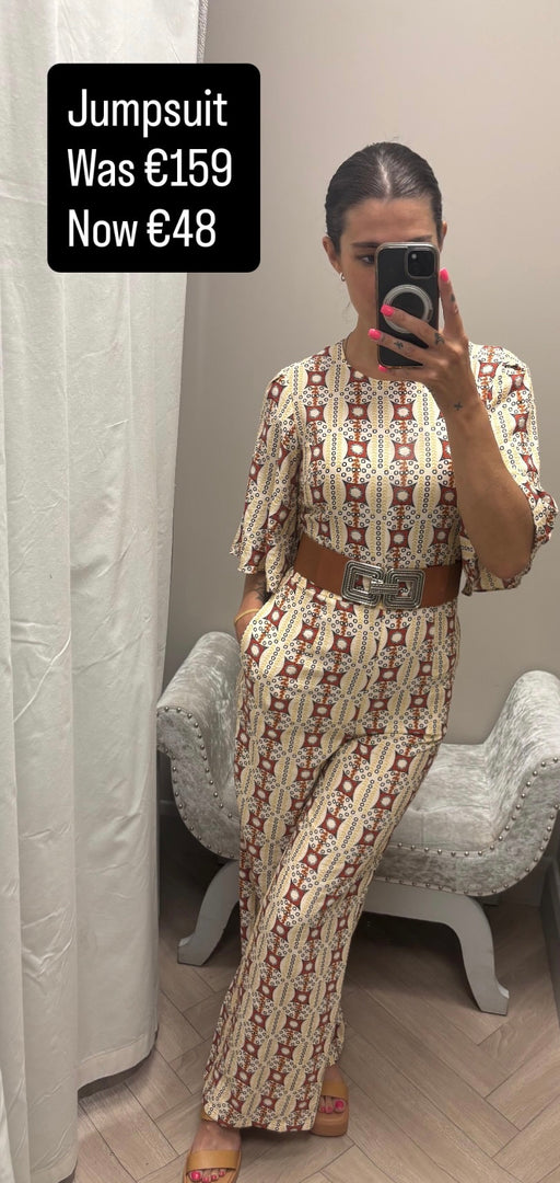 Cleo cream print traffic jumpsuit