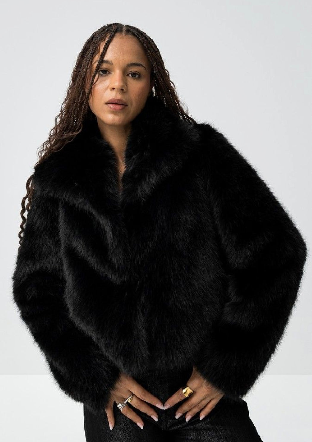 Thretha black faux fur jacket
