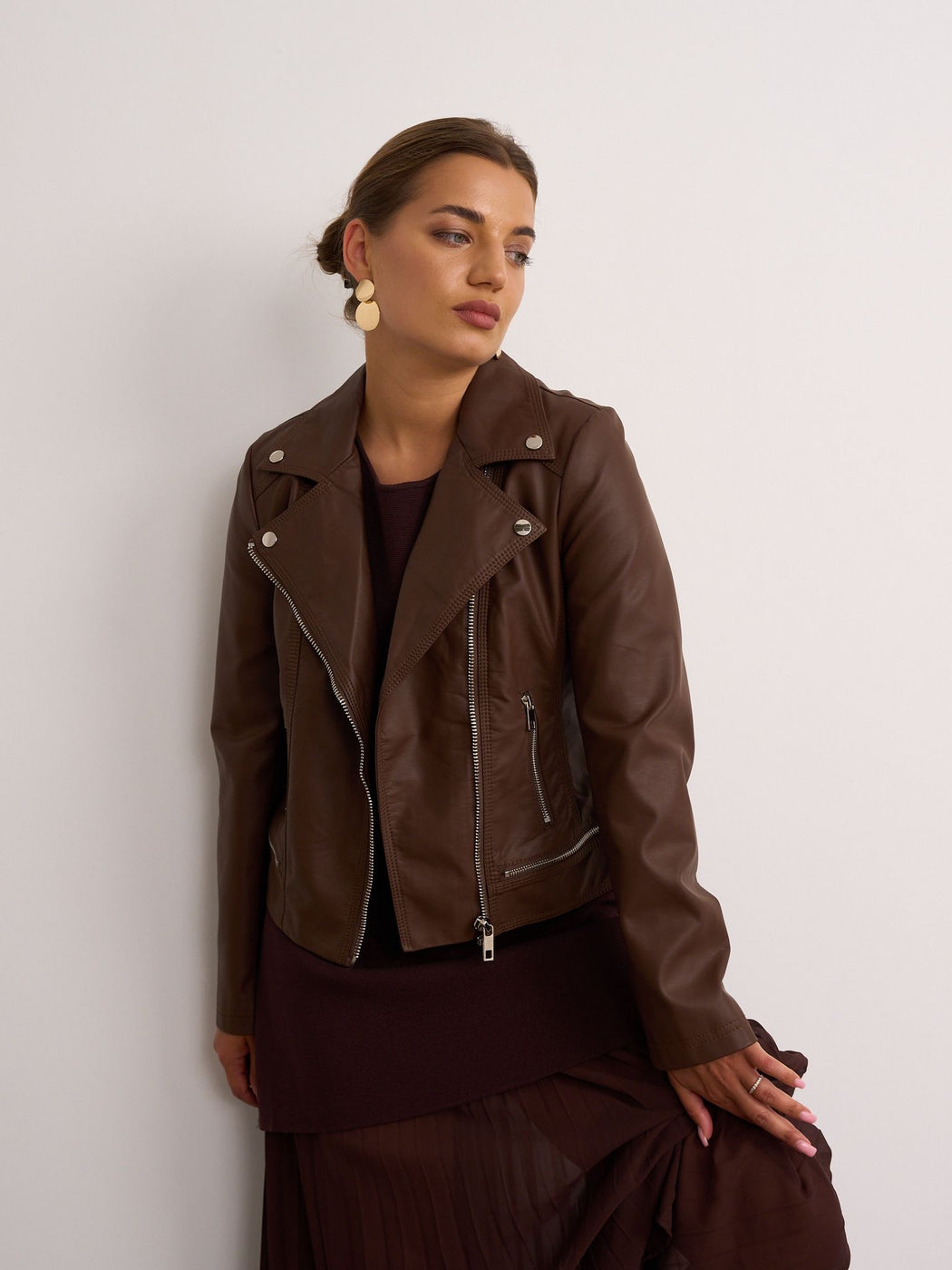Bonnie brown Faux Leather Jacket
