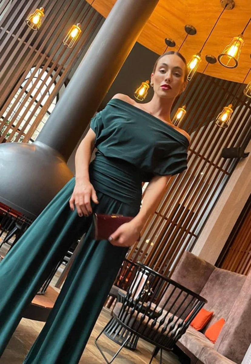 Forest green Atom label carbon jersey jumpsuit