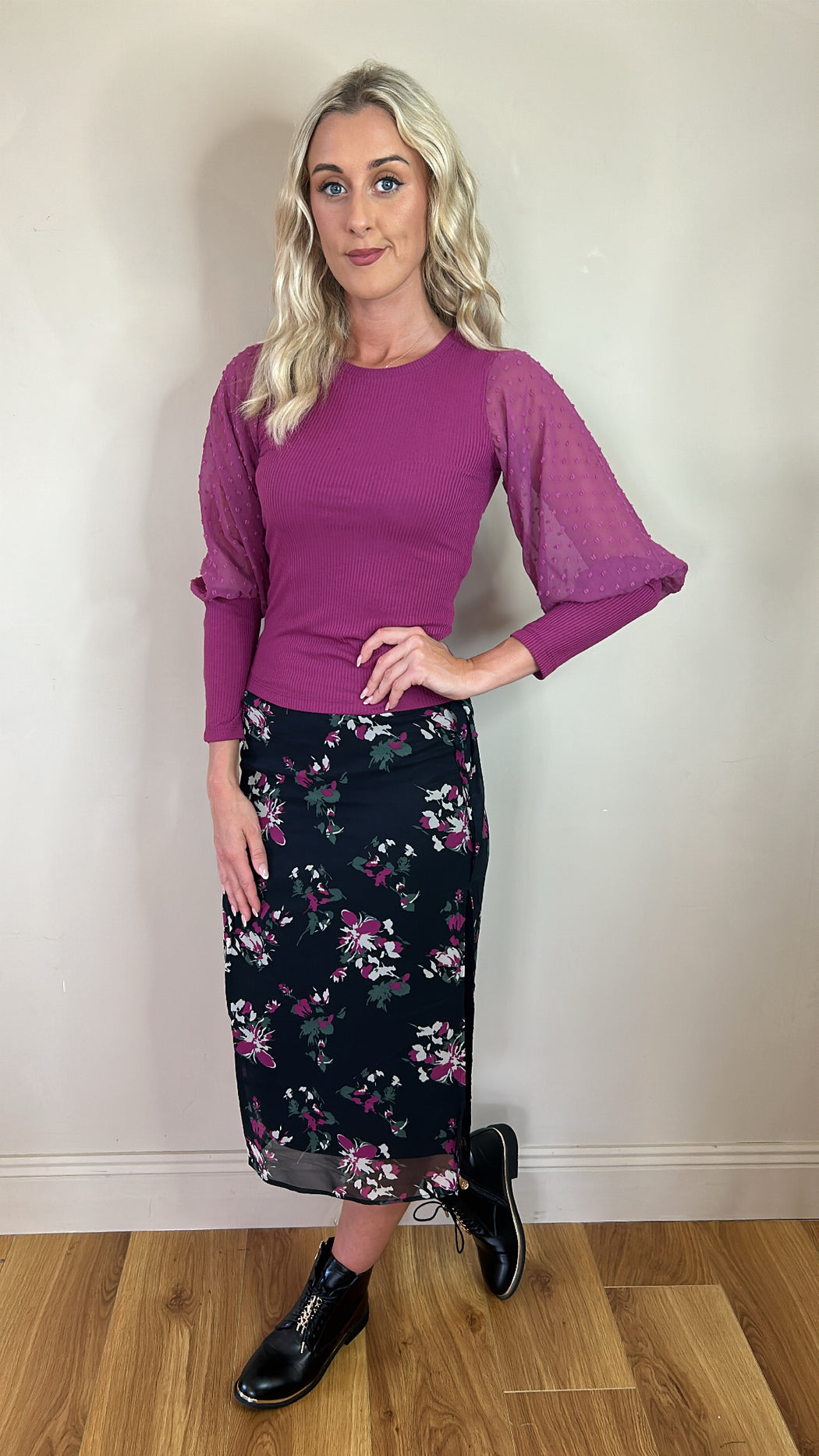Sebastian floral midi skirt