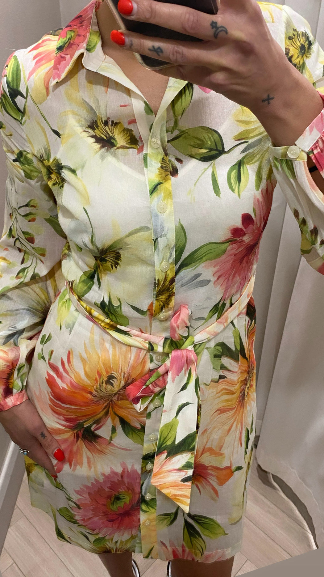 Guess peony floral shirt dress W5GK65WH6C0