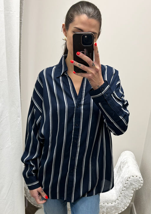Buarque navy striped shirt