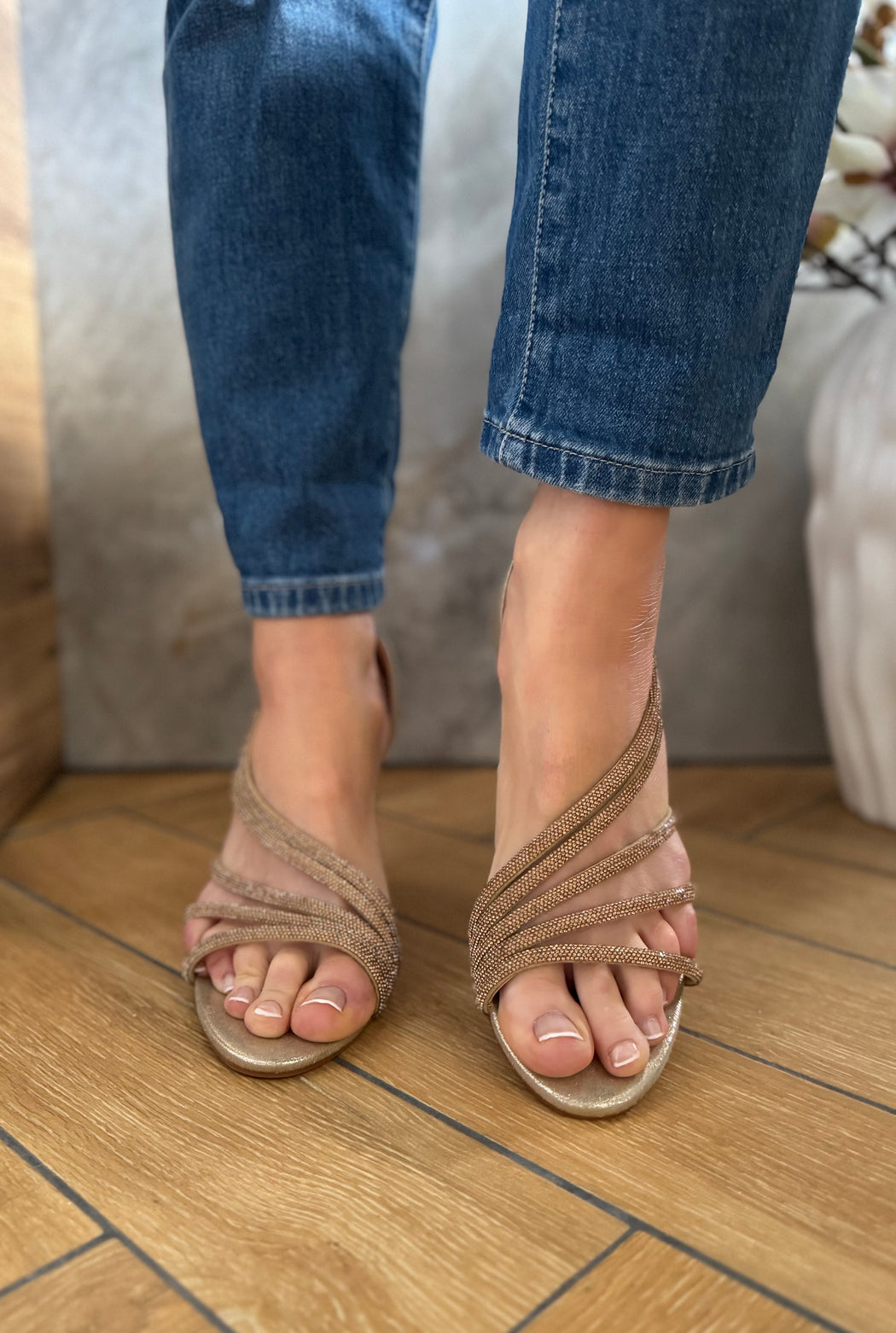 Gold powerscourt heels