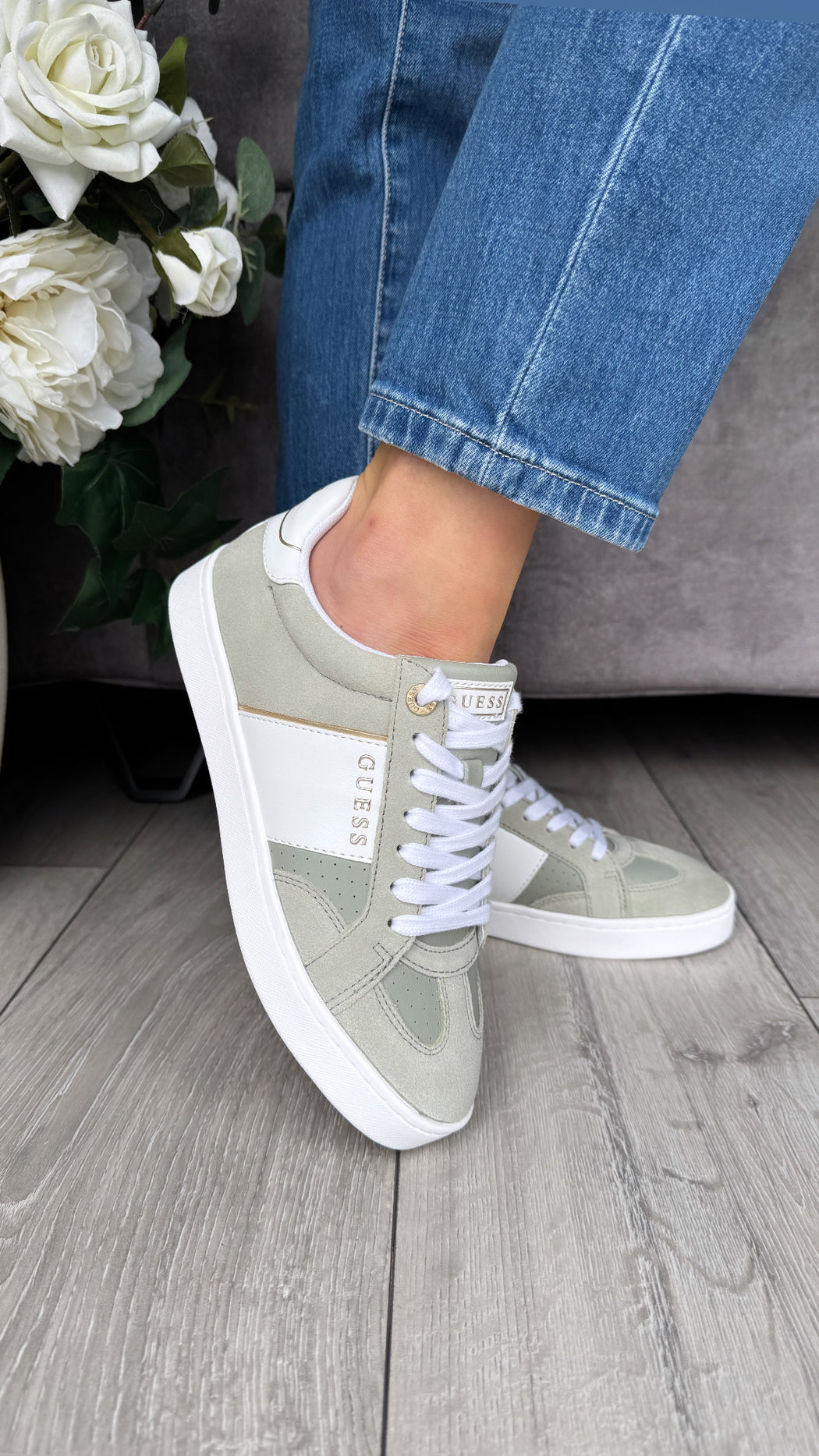 Guess green trainers FLJRO6SUe12