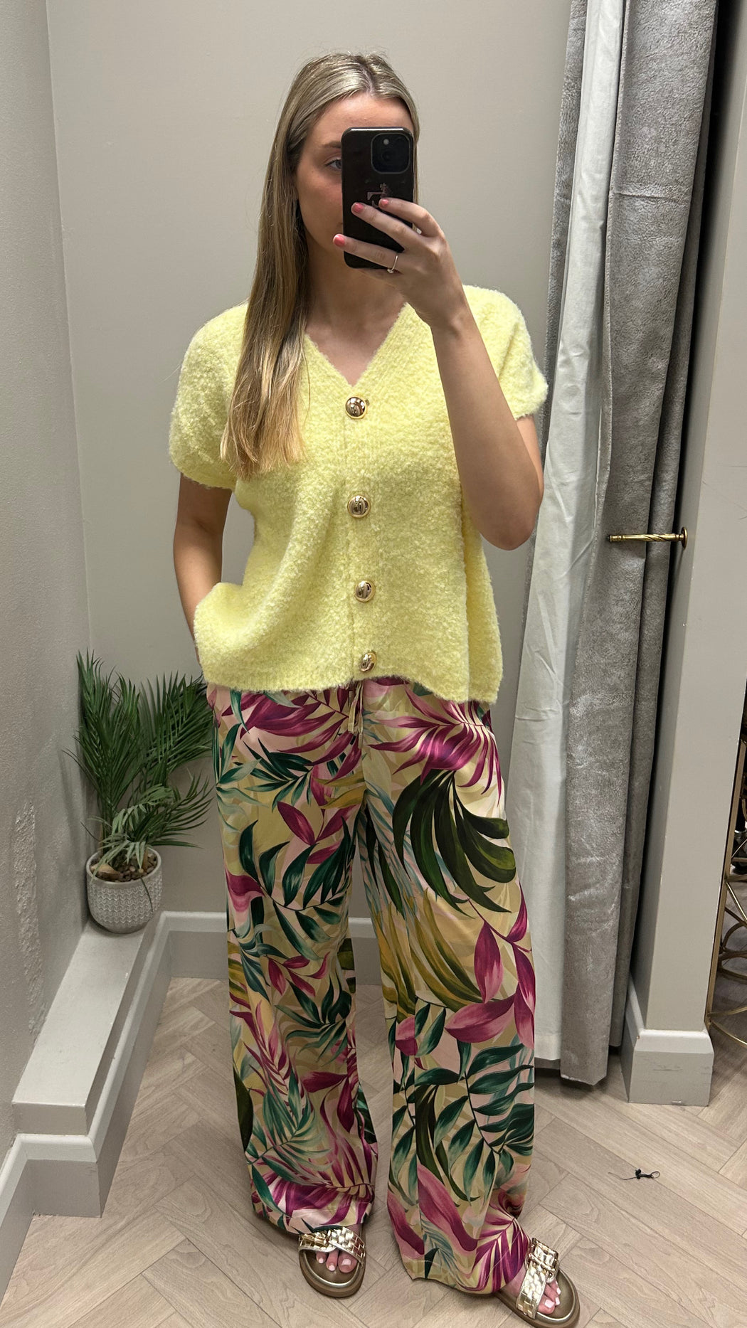 Guess floral Ines wide leg trouser W5GB11WH8C2