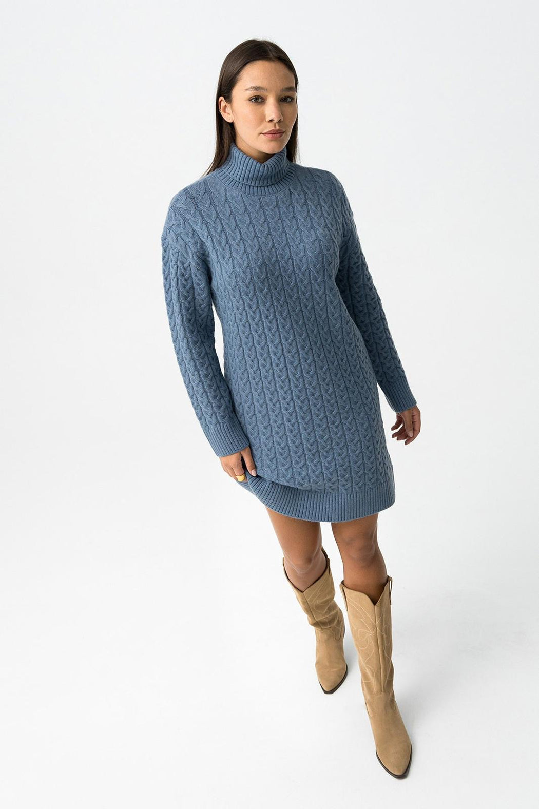 Naomi blue knit jumper dress