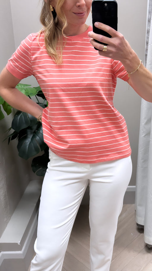Paula stripe coral tee
