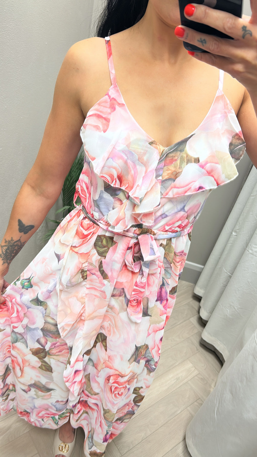 Elsa rose pink midi dress