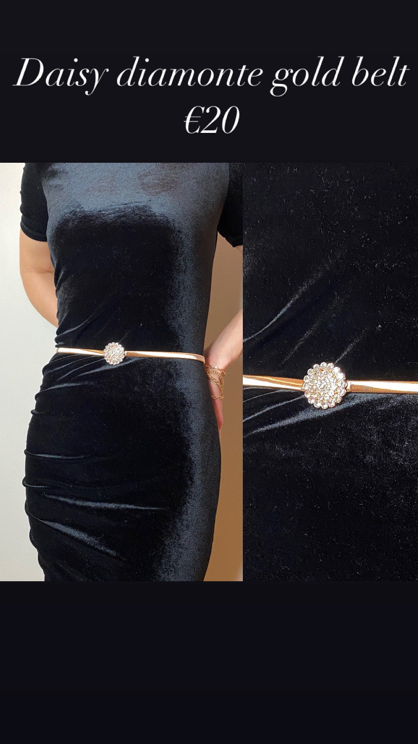 Daisy diamonte gold belt