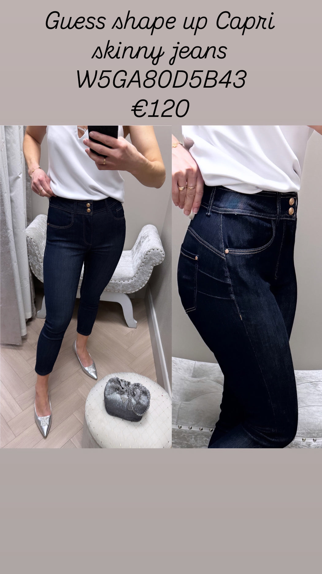 Guess shape up Capri skinny jeans W5GA80D5B43