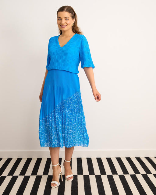 Santorini blue polka dot midi dress