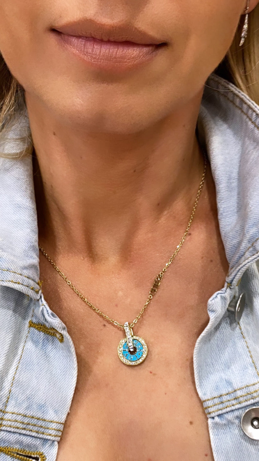 JUBN04077 guess gold blue necklace