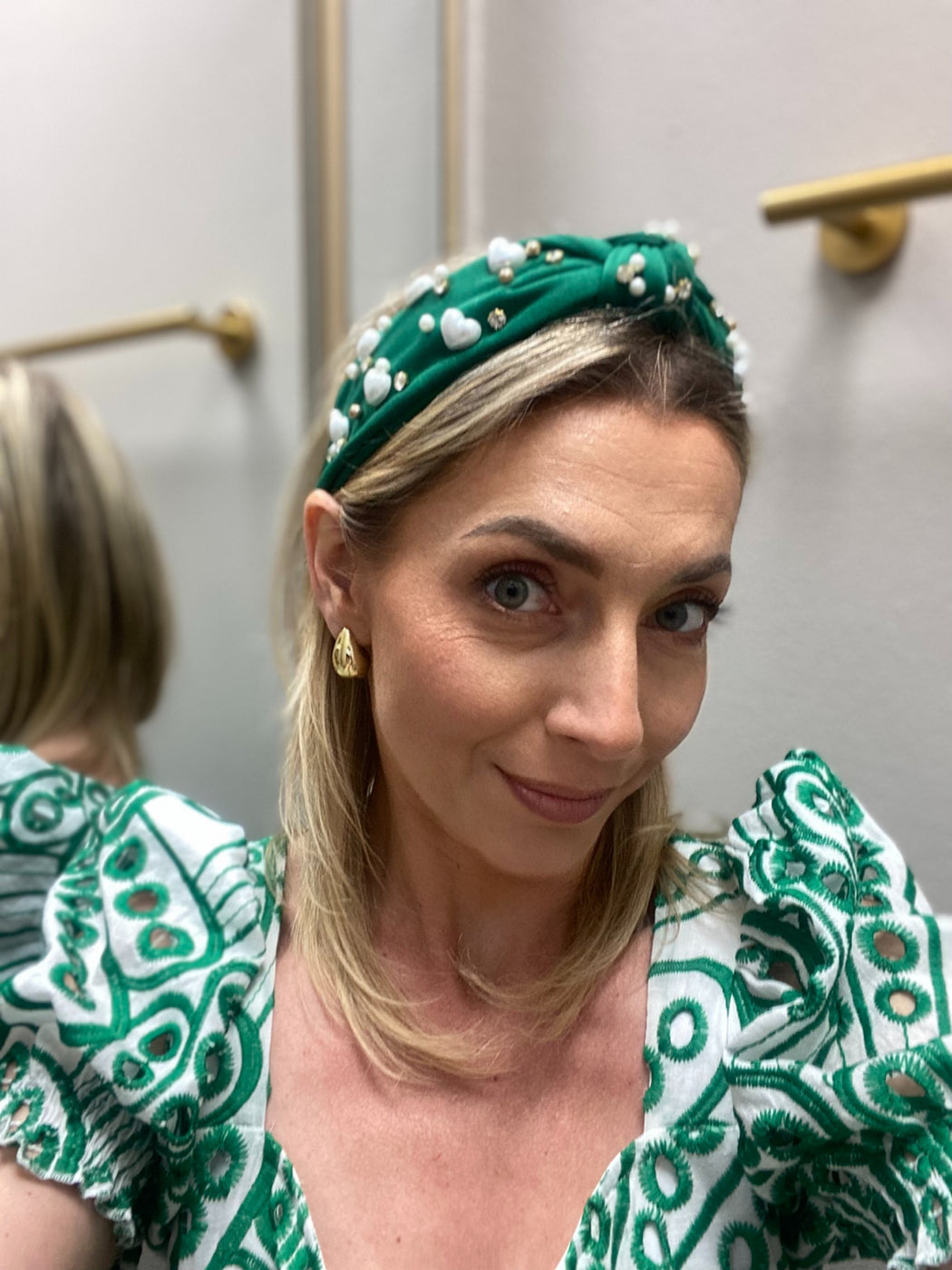 Leila green knot Pearl hairband