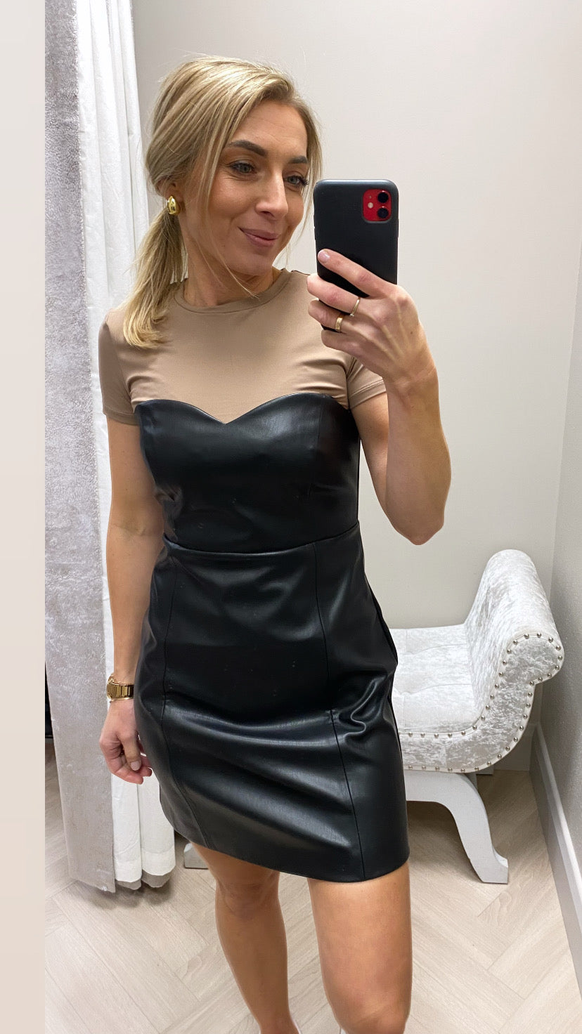 Pamela faux leather mini dress