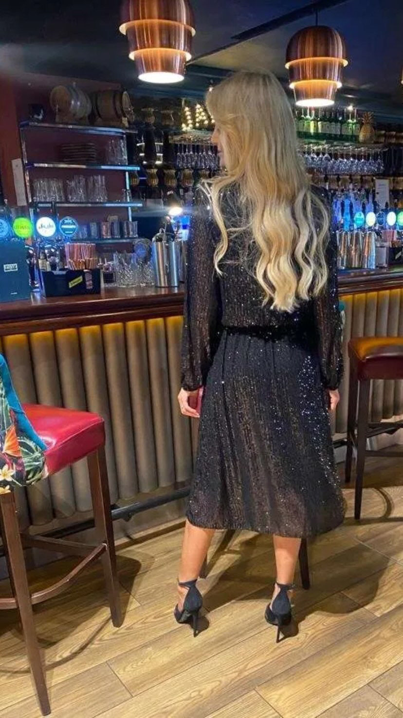 Black sequin midi