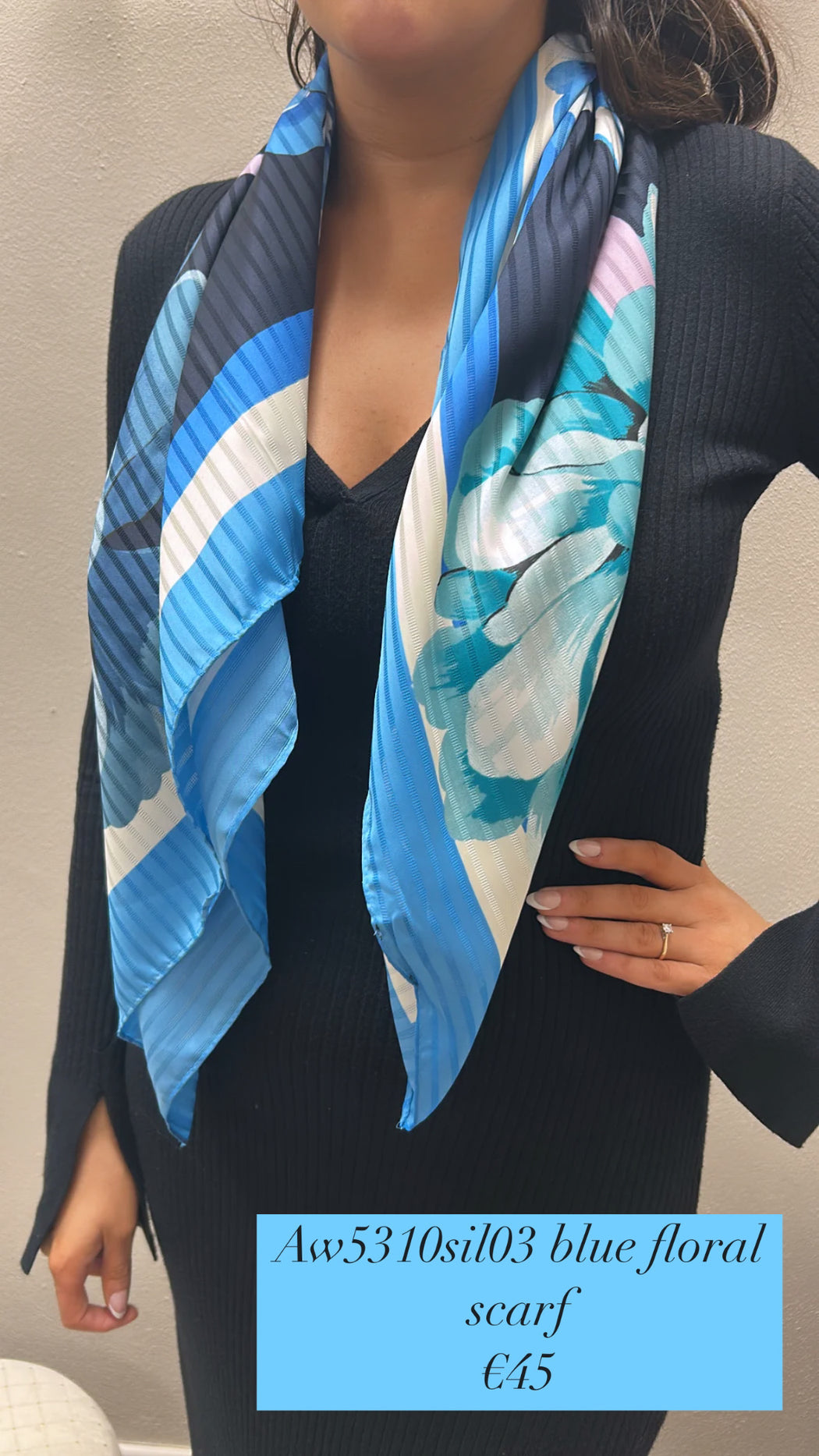 Aw5310sil03 blue floral scarf