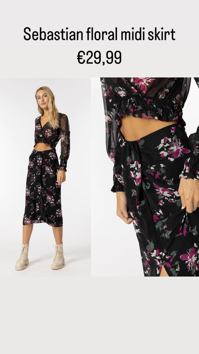 Sebastian floral midi skirt