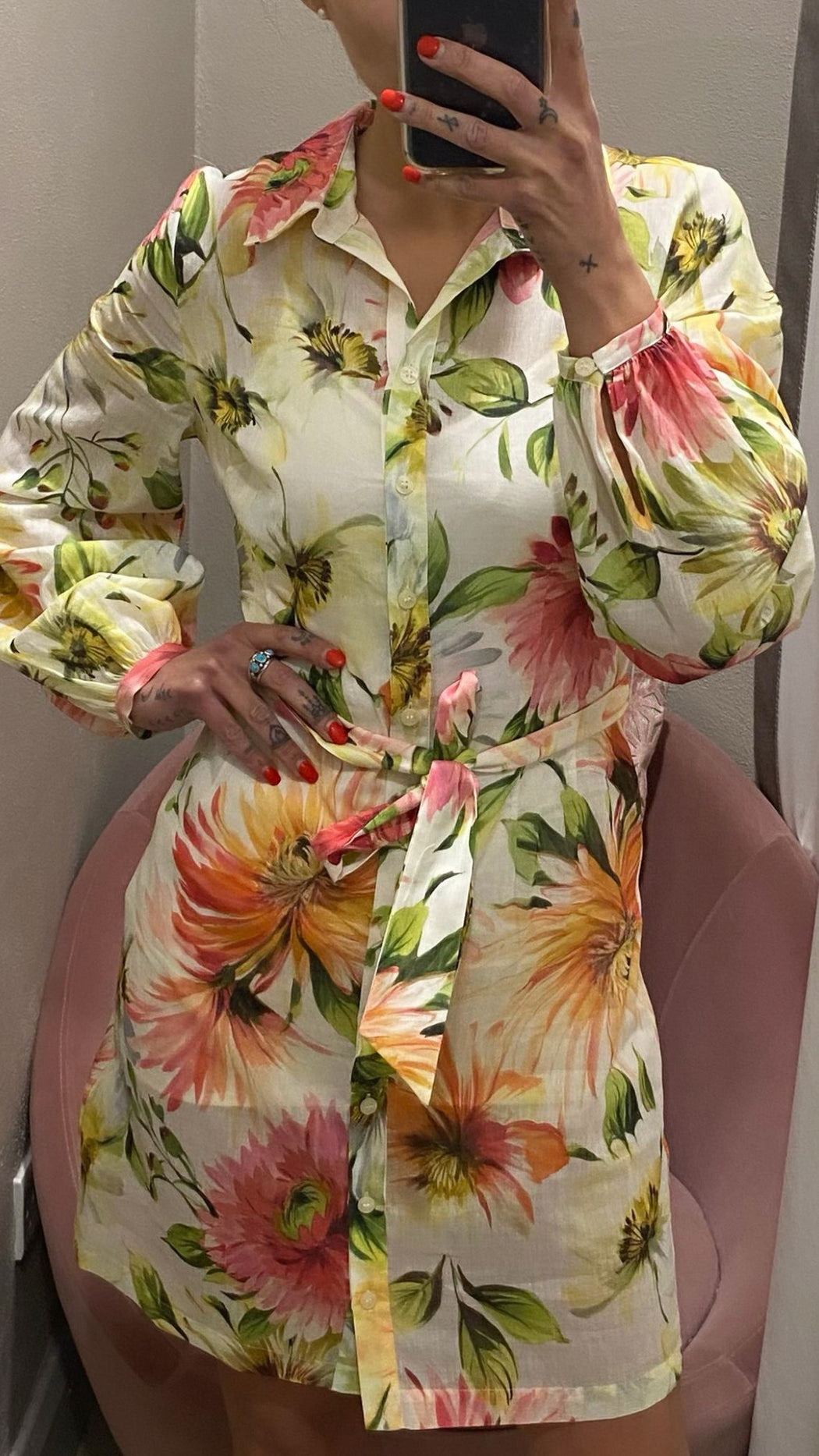 Guess peony floral shirt dress W5GK65WH6C0