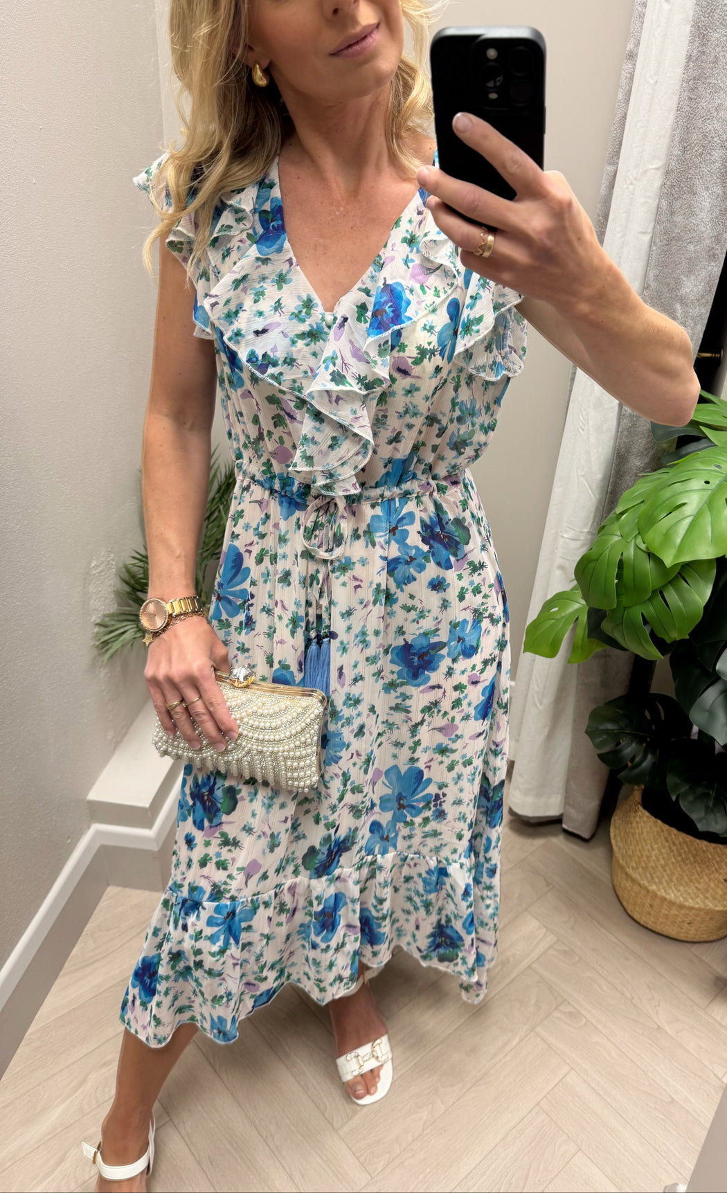 Kate 3516 blue green floral dress