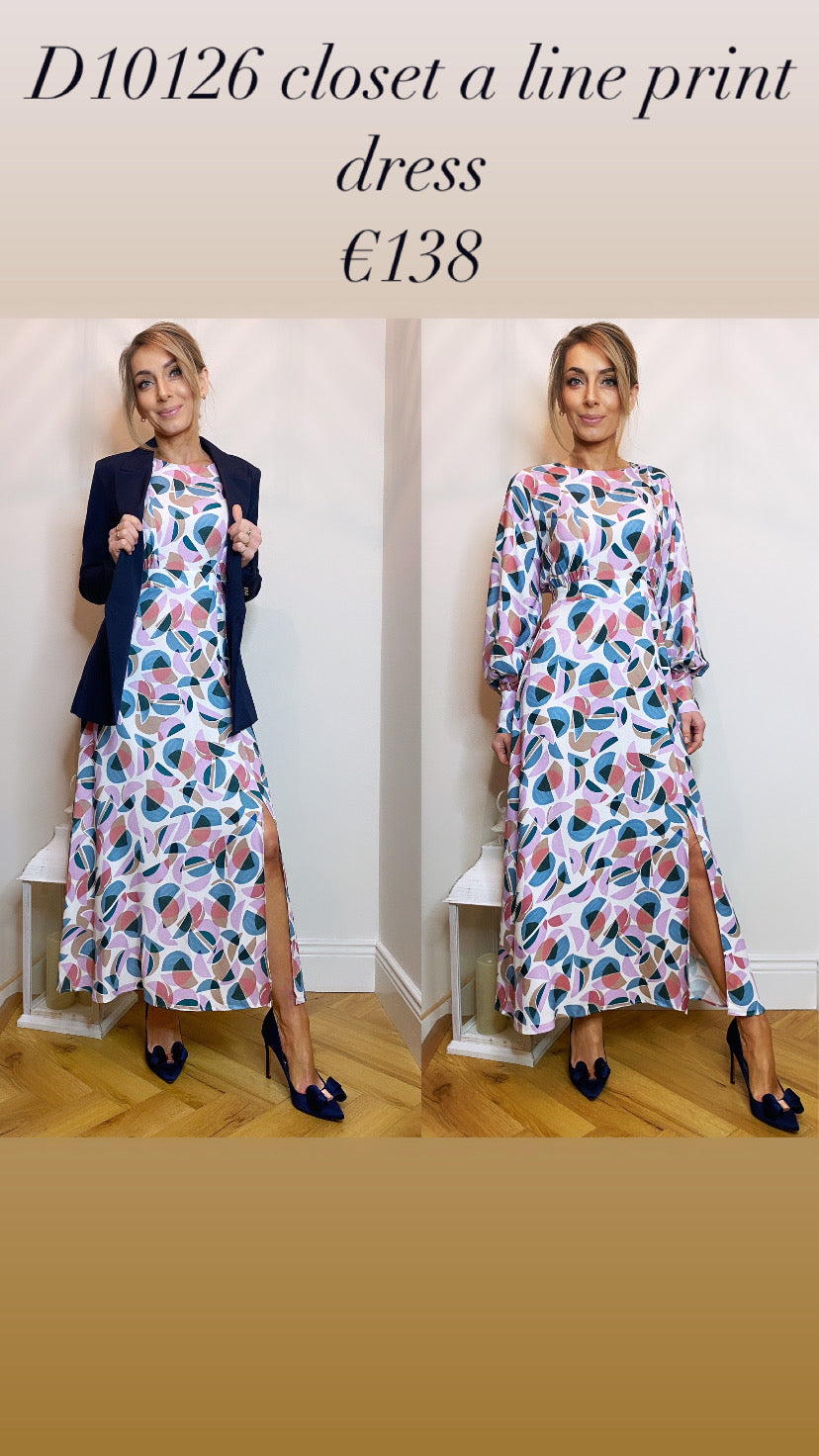D10126 closet a line print dress