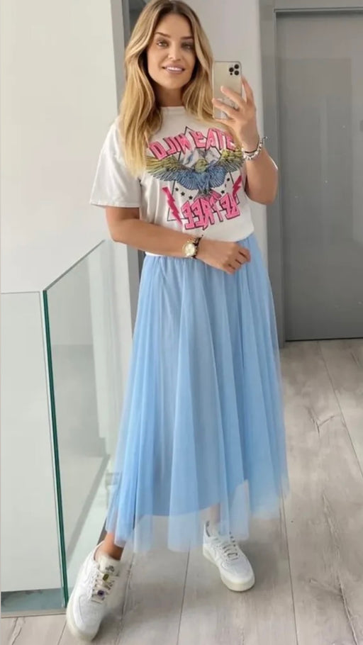 Blue tulle skirt