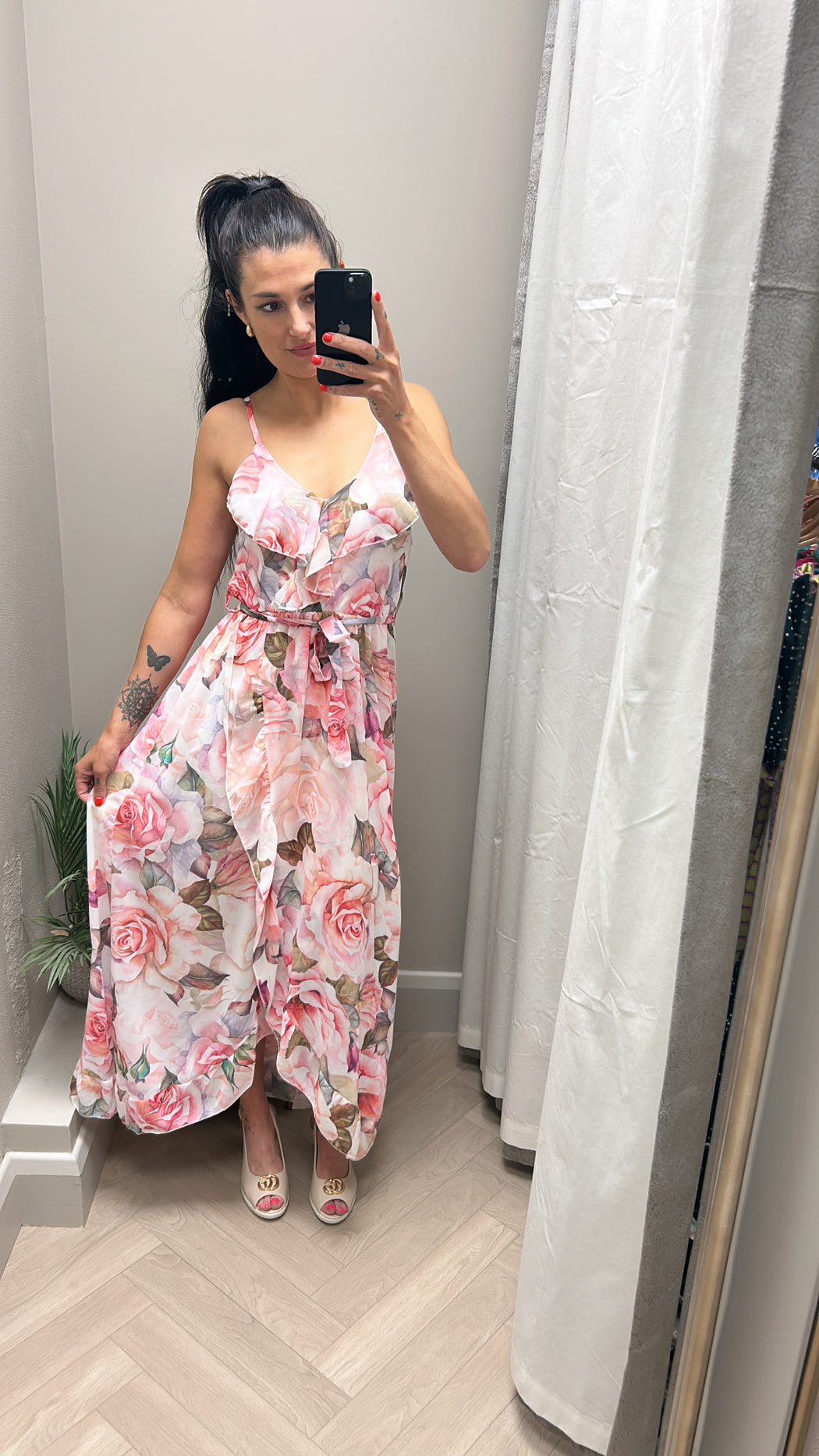 Elsa rose pink midi dress