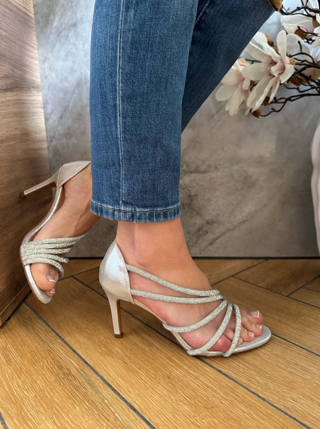 Silver powerscourt heels