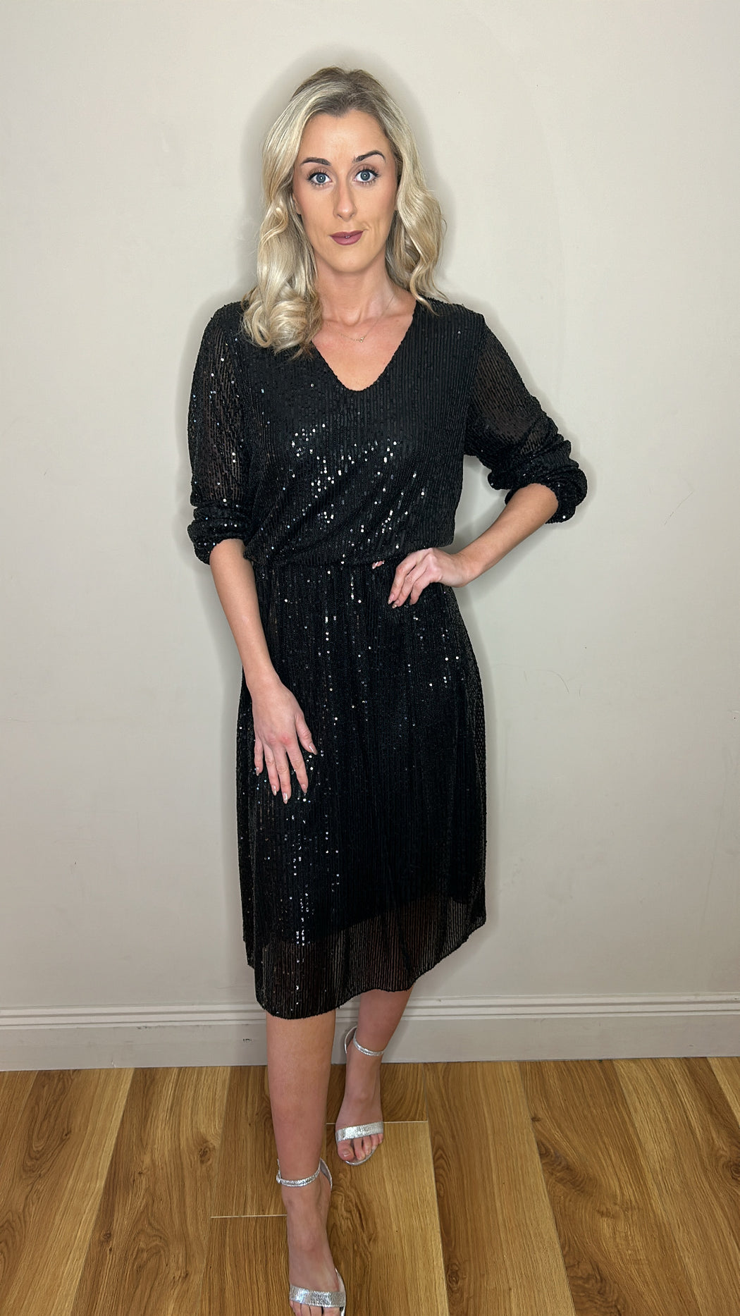 Black sequin midi