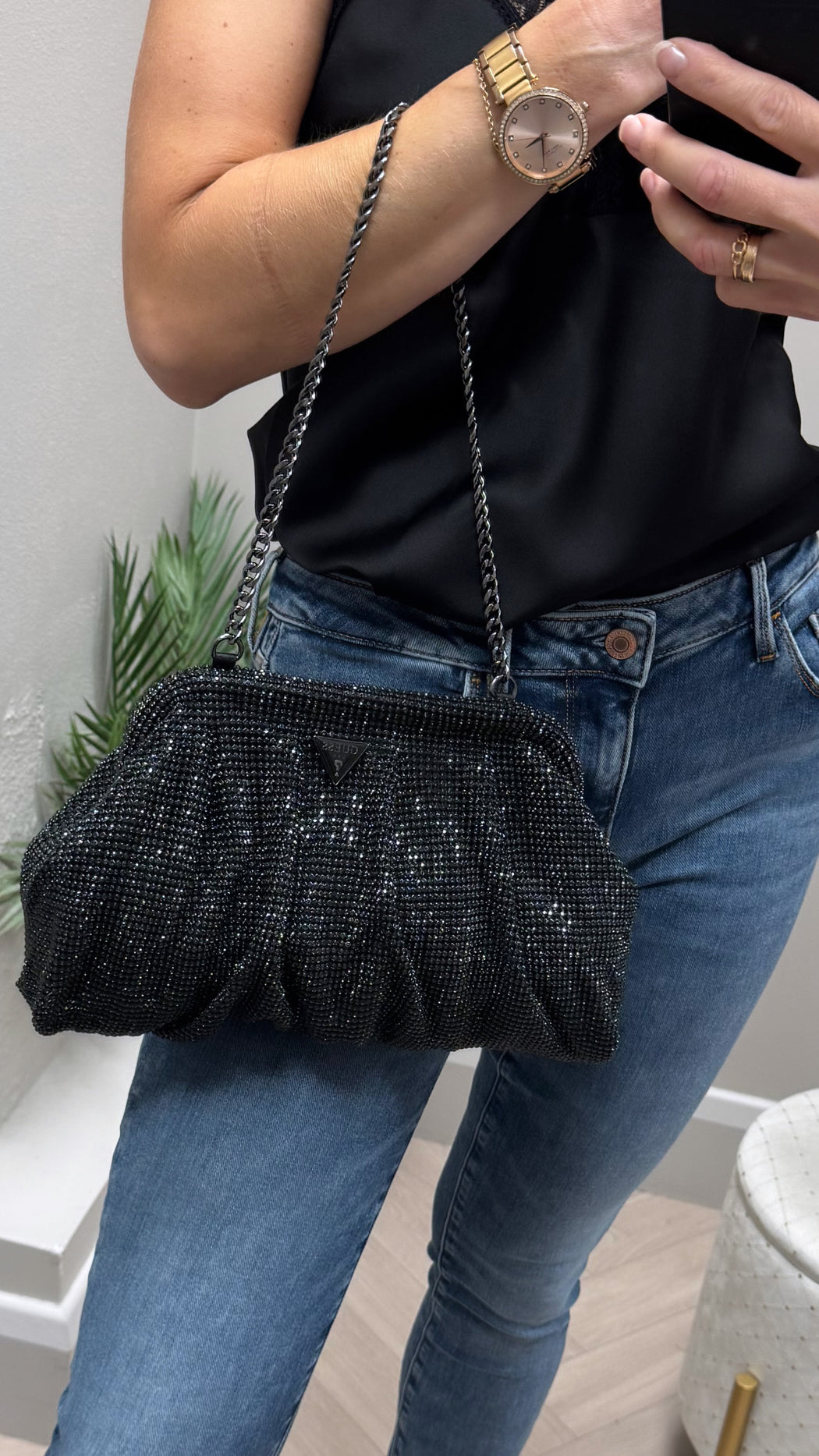 Guess black zalina clutch bag