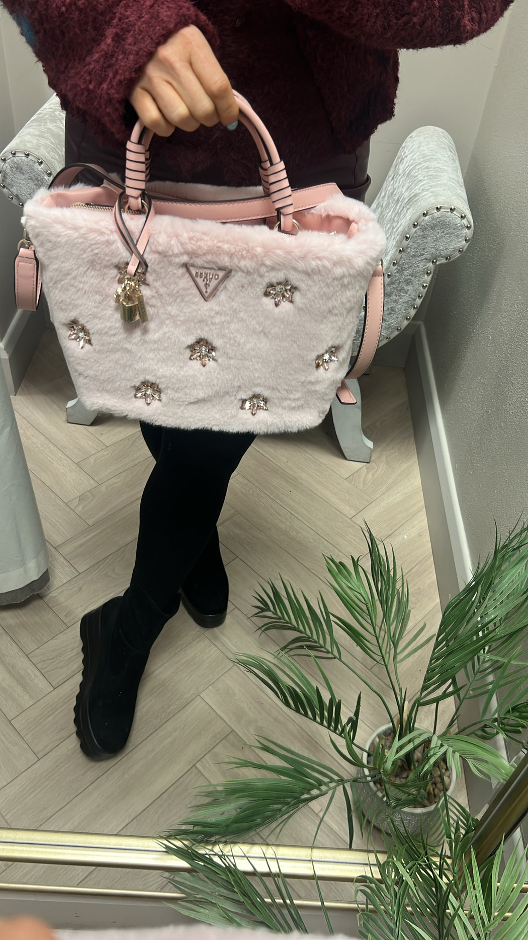 Guess pink rhinestone shaida bag we814322