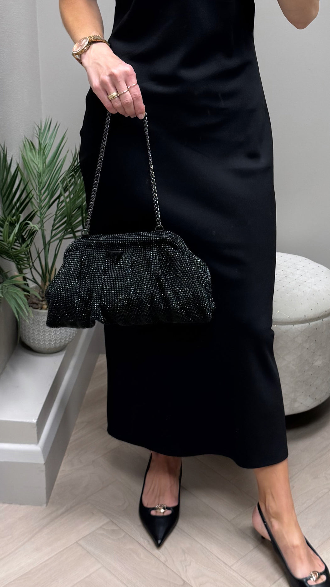 Guess black zalina clutch bag