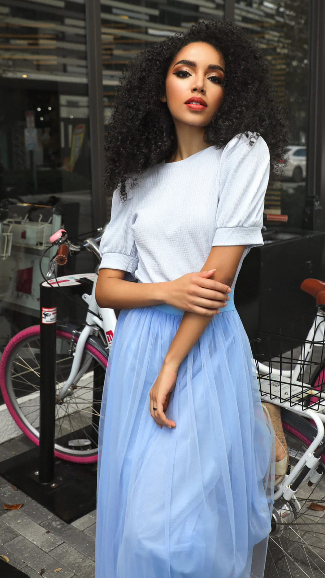 Blue tulle skirt