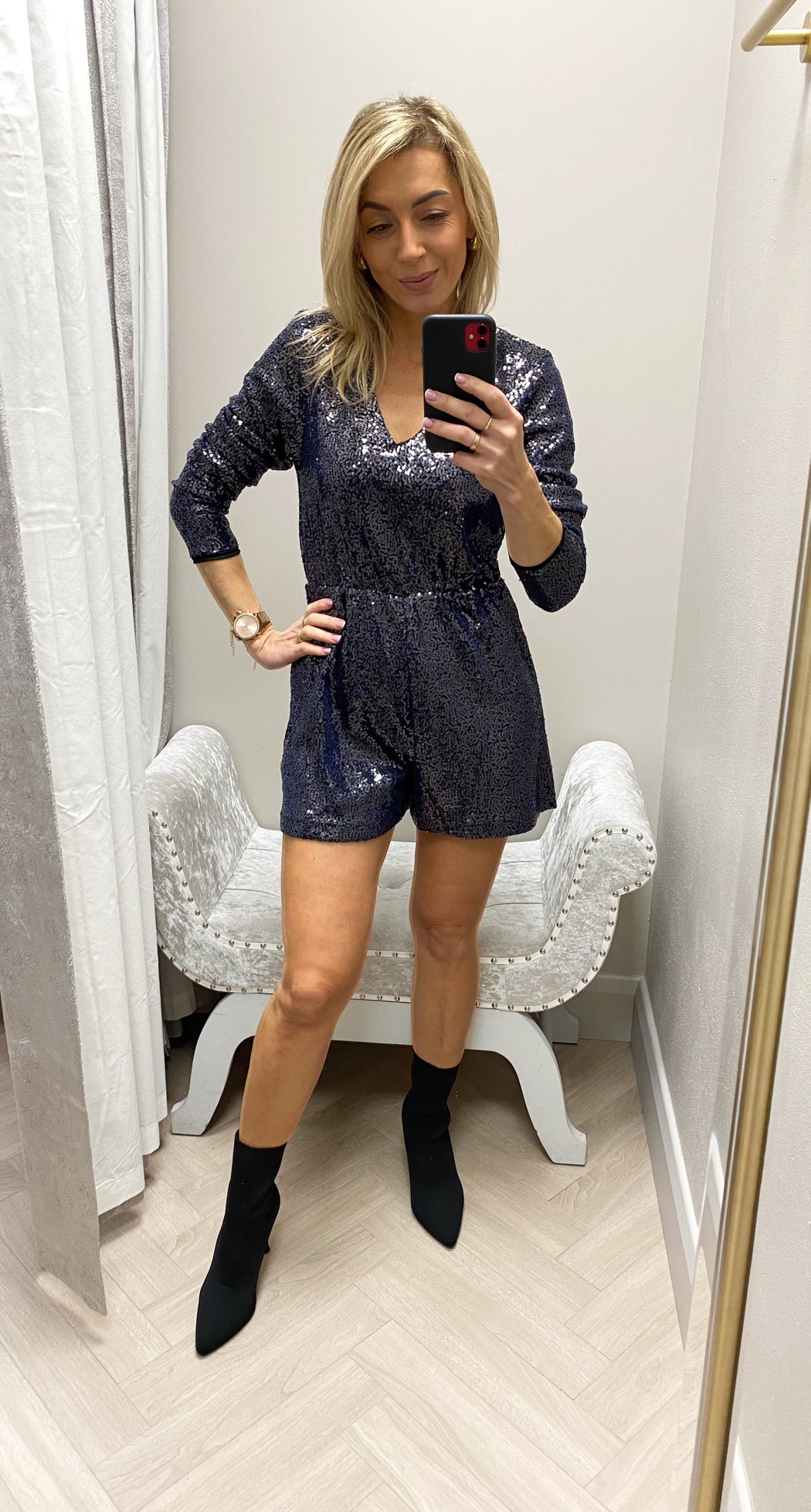 Jenny navy sequin jumpsuit