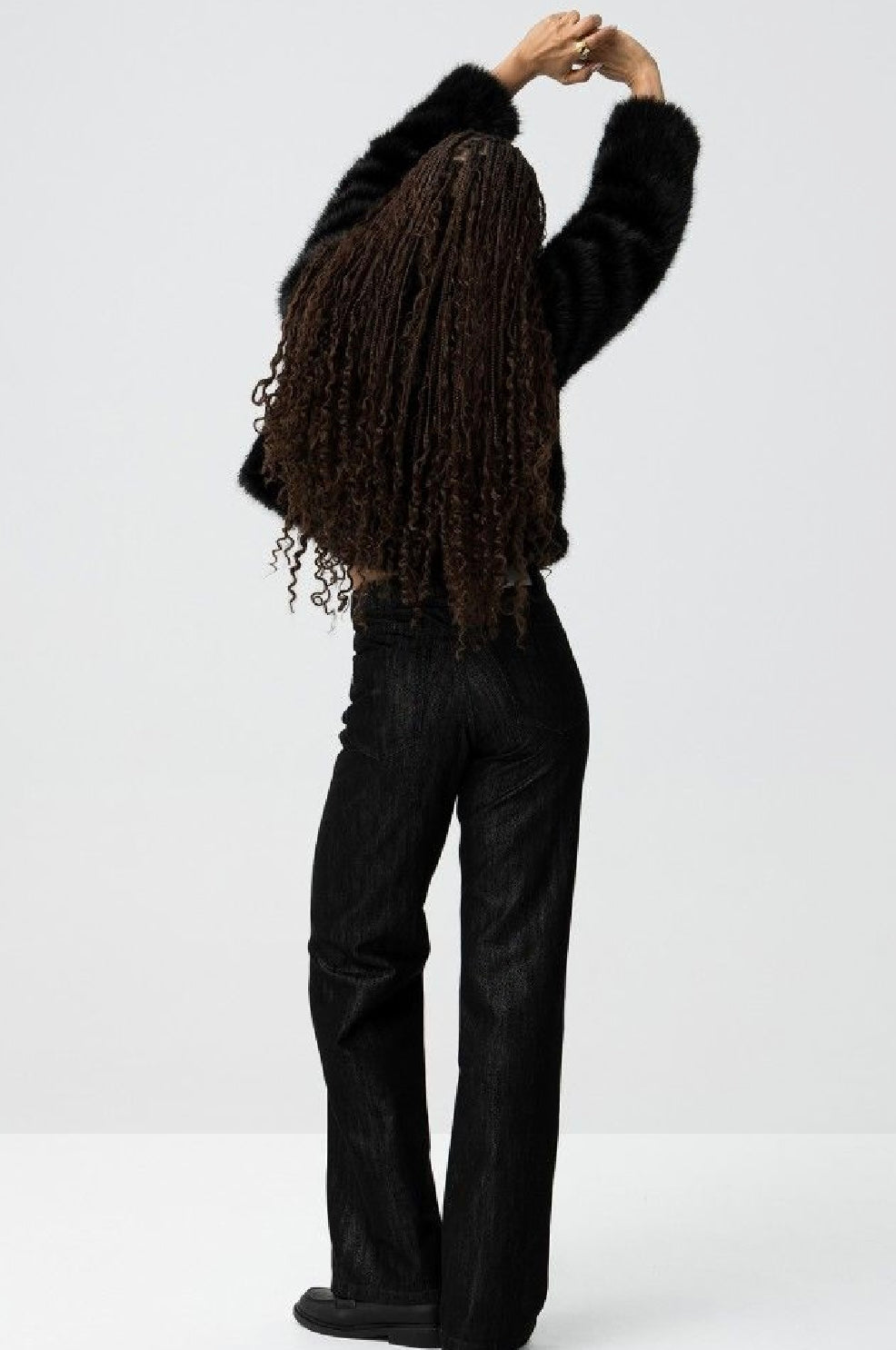 Thretha black faux fur jacket