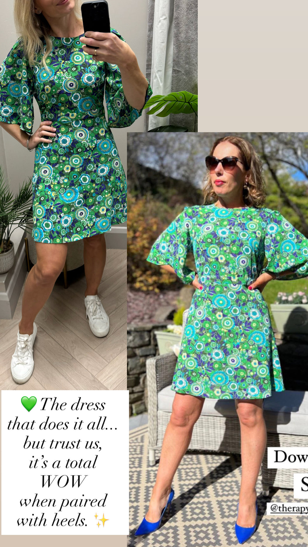 Green print Misty traffic dress
