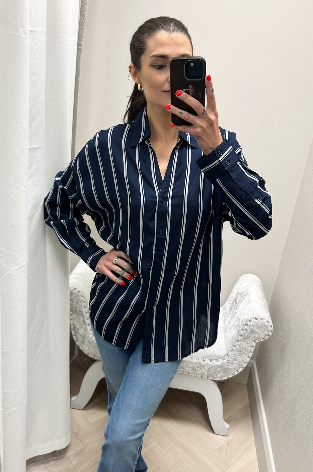 Buarque navy striped shirt