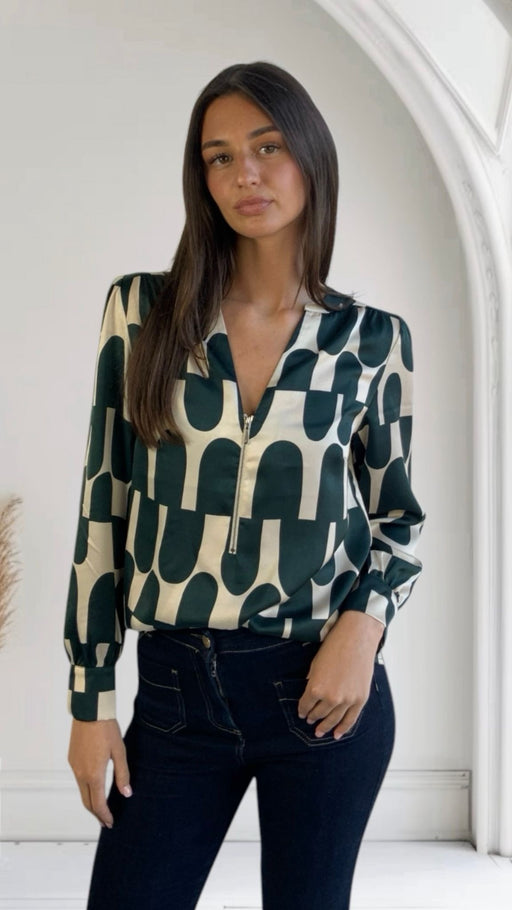 Claudia green print top