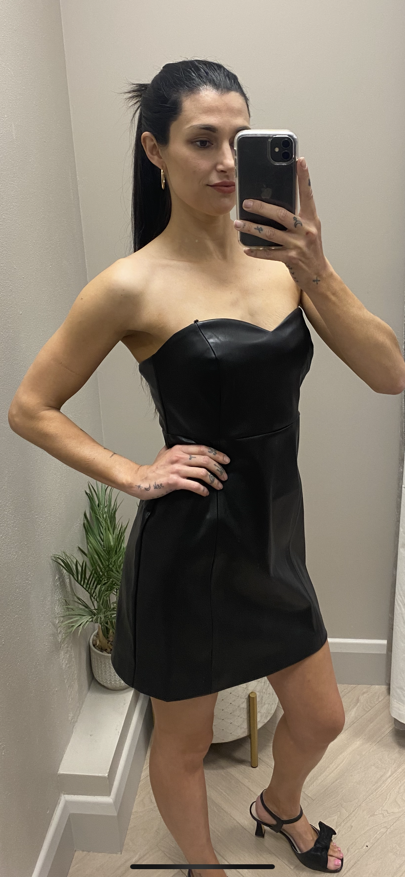 Pamela faux leather mini dress