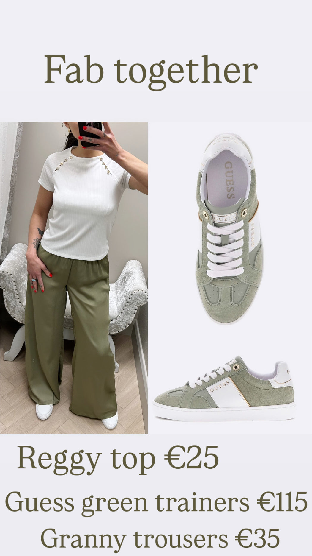 Guess green trainers FLJRO6SUe12