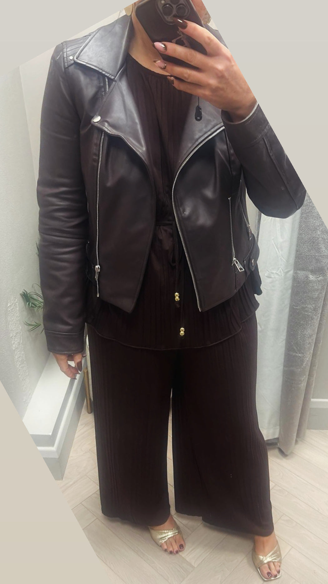 Bonnie brown Faux Leather Jacket