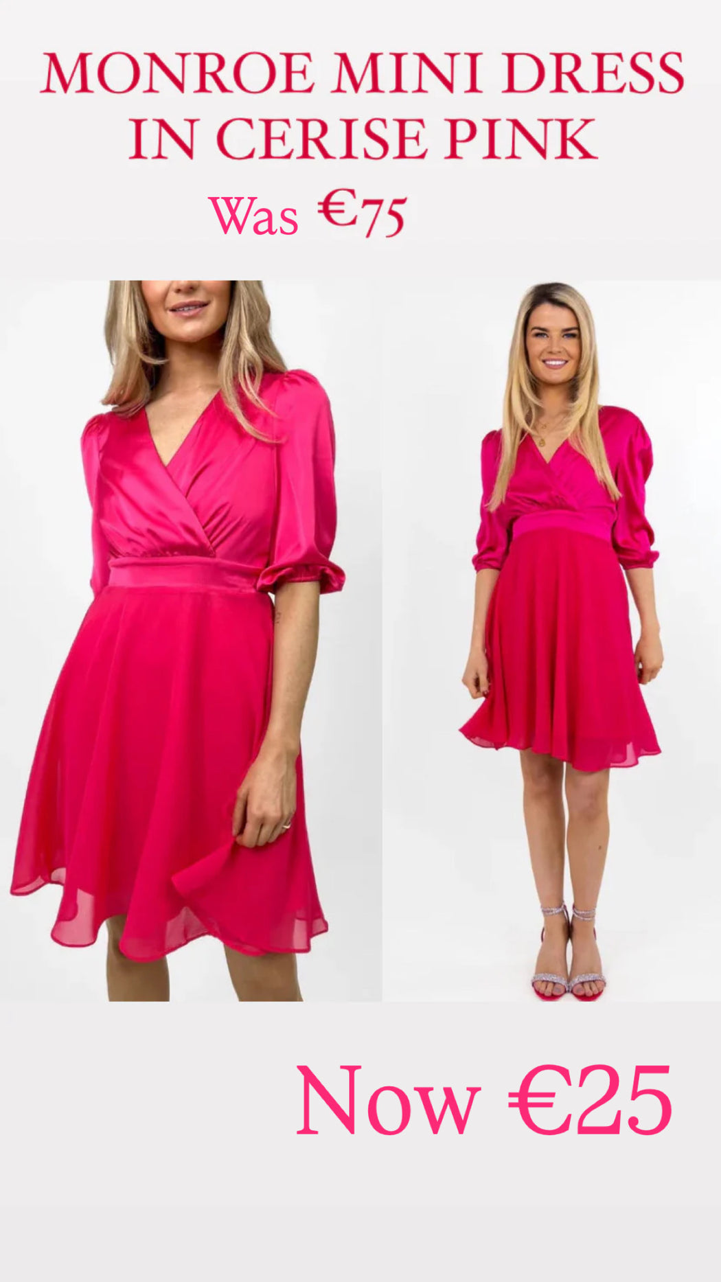 MONROE MINI DRESS IN CERISE PINK