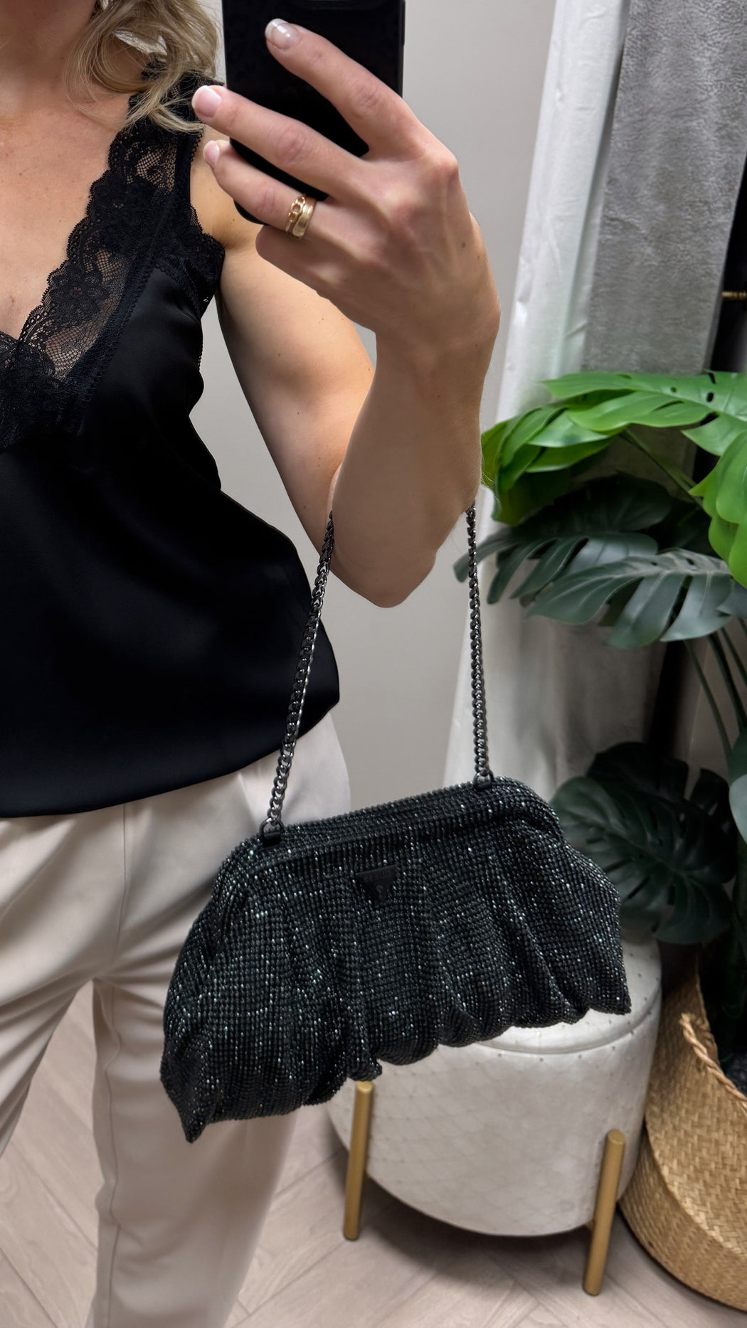 Guess black zalina clutch bag