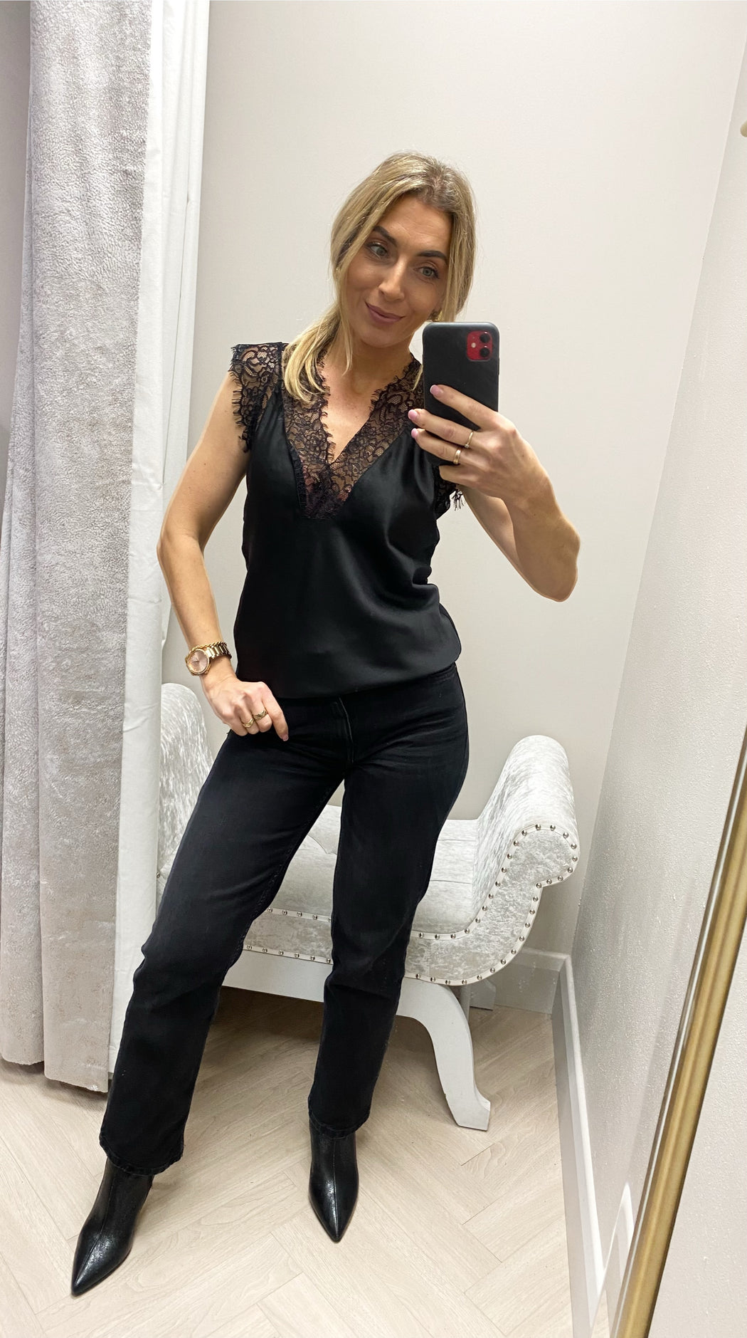 LAUREN BLACK LACE CAMI TOP