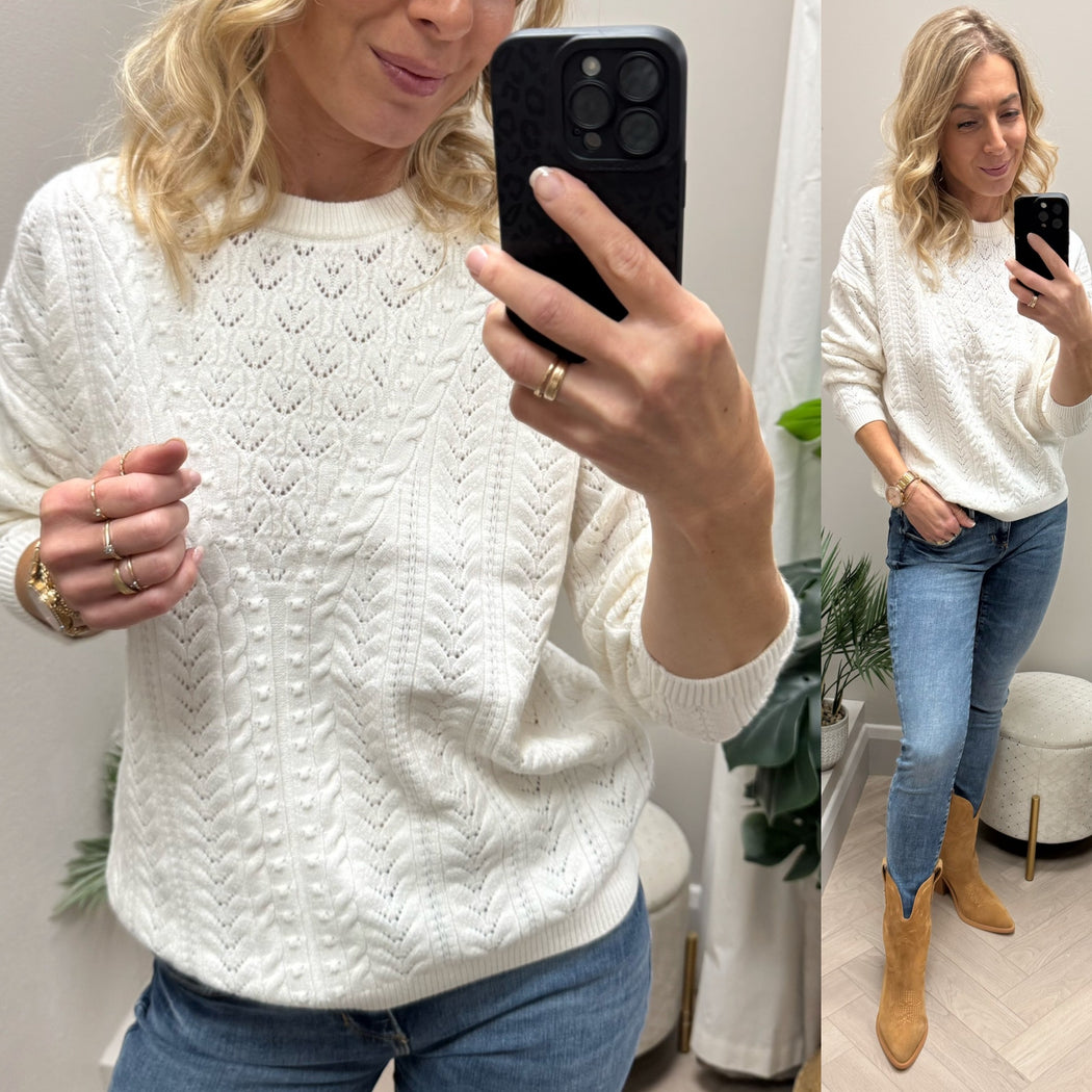 Guess Sylvia pointel cream sweater