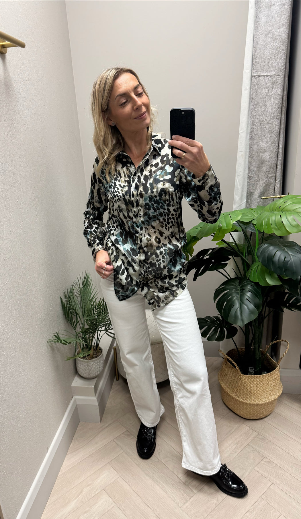 Guess clouis green print shirt w5yk98z2yk2-F7Bg